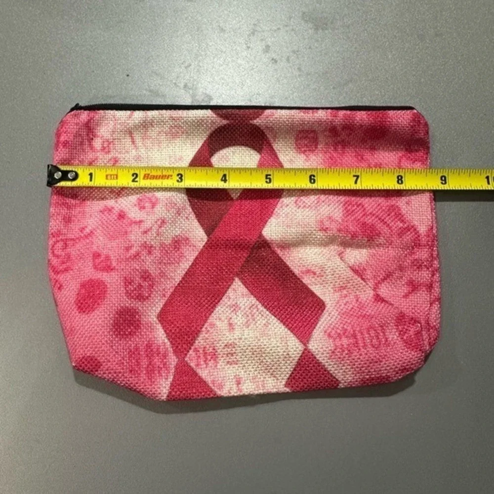 NEW Zipper‎ Pouch Bag makeup first aid etc pink ribbon cancer awareness